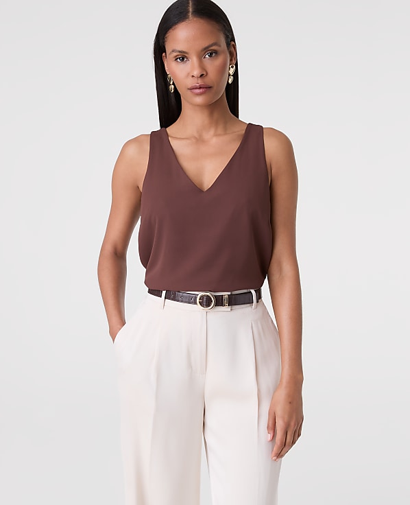 Mixed Media V-Neck Shell