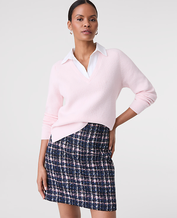 Petite Collared Mixed Media Sweater