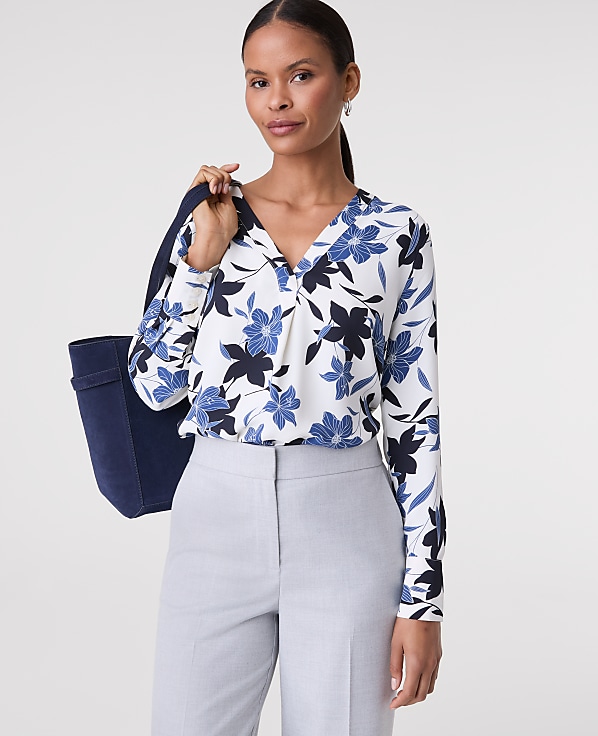 Petite Floral Pleat Front Top