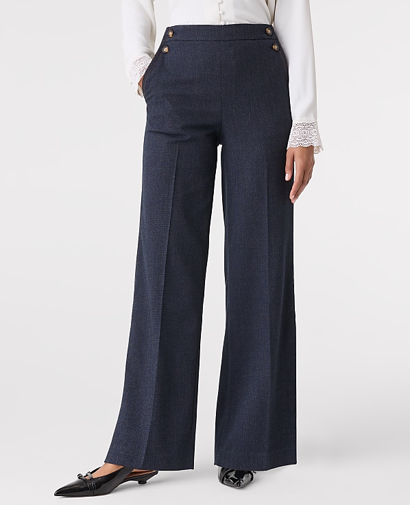 The Petite Everyday Sailor Wide-Leg Pant in Faux Denim