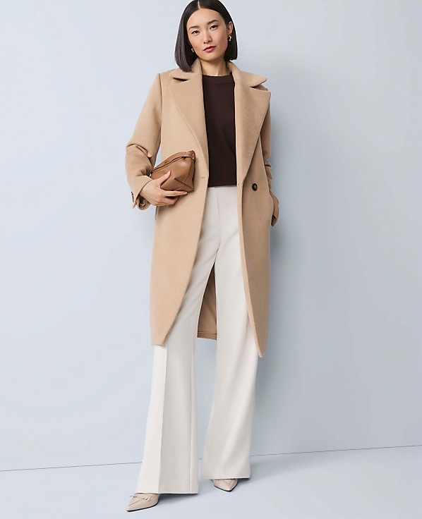 Petite Double Breasted Long Coat