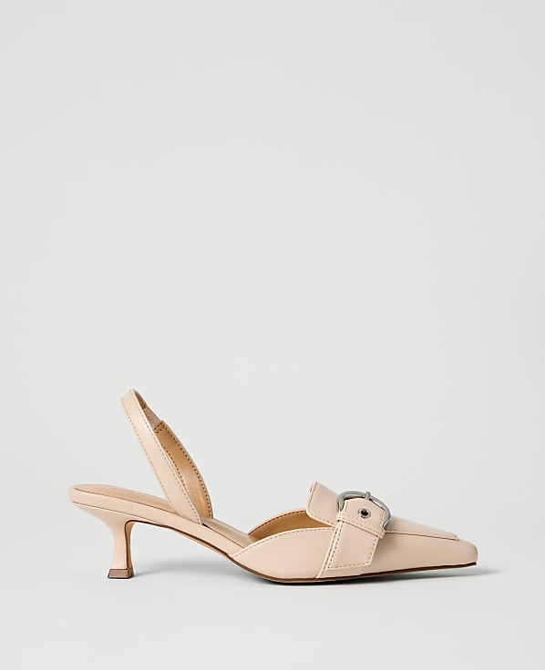 Leather Buckle Slingback Pump