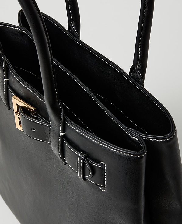Belted Leather Tote