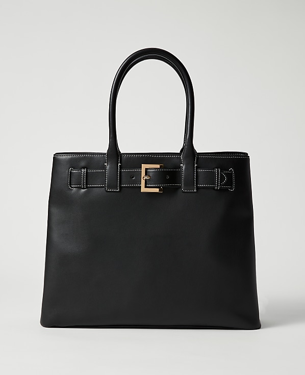 Belted Leather Tote