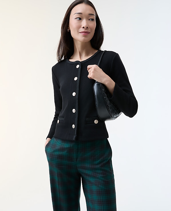 Petite Braid Trim Knit Jacket