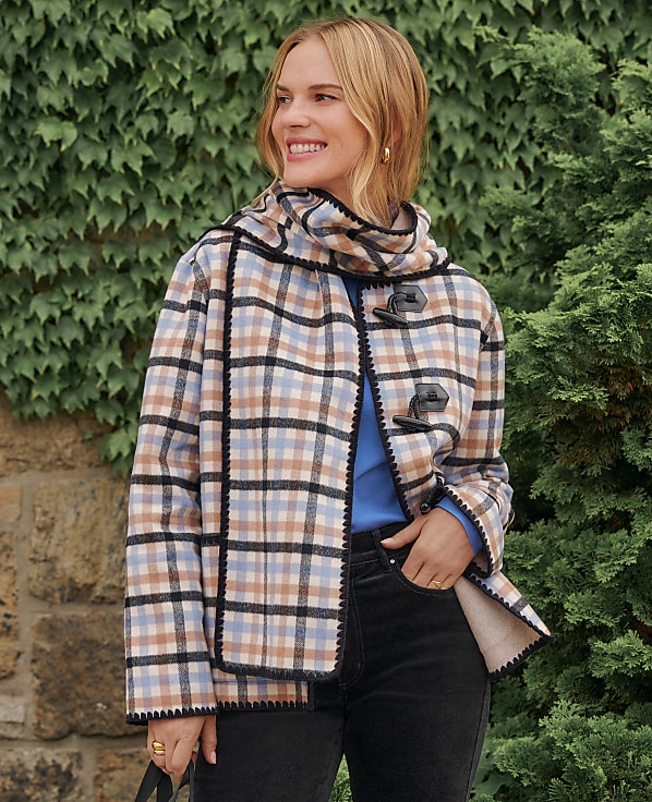 Weekend Plaid Scarf Coat