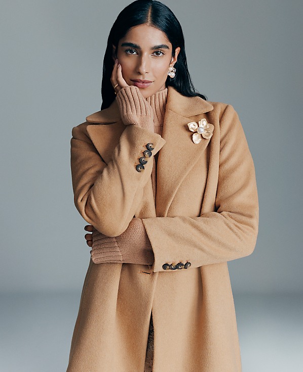 Petite Double Breasted Long Coat