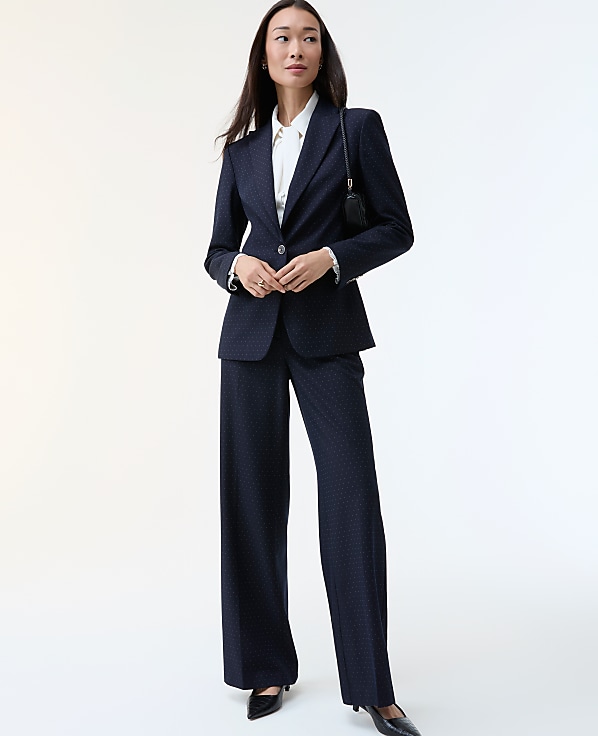 The Petite Dotted Wide-Leg Flare Trouser