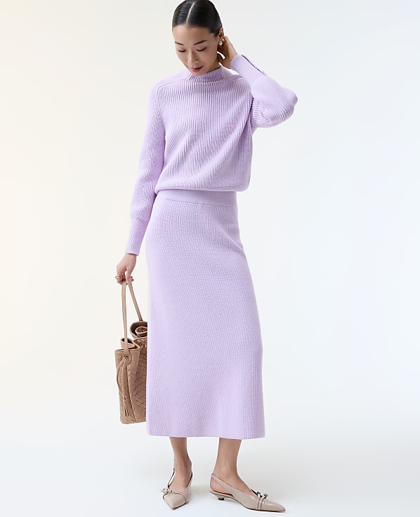 Petite Ribbed Sweater Skirt