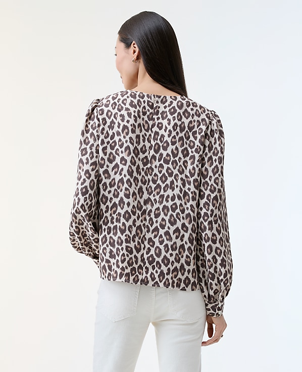 Animal Print Crew Neck Blouse