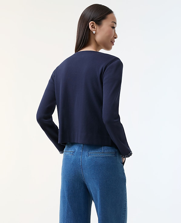 Fringe Trim Knit Jacket