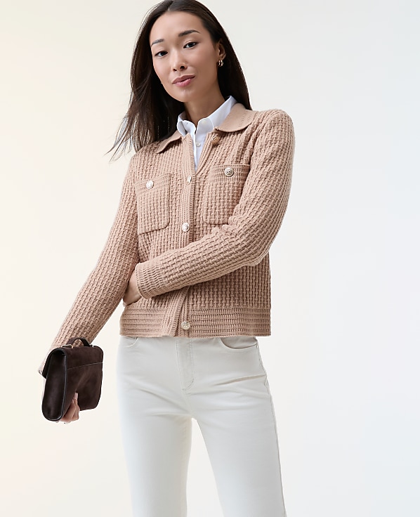 Textured Stitch Sweater Jacket