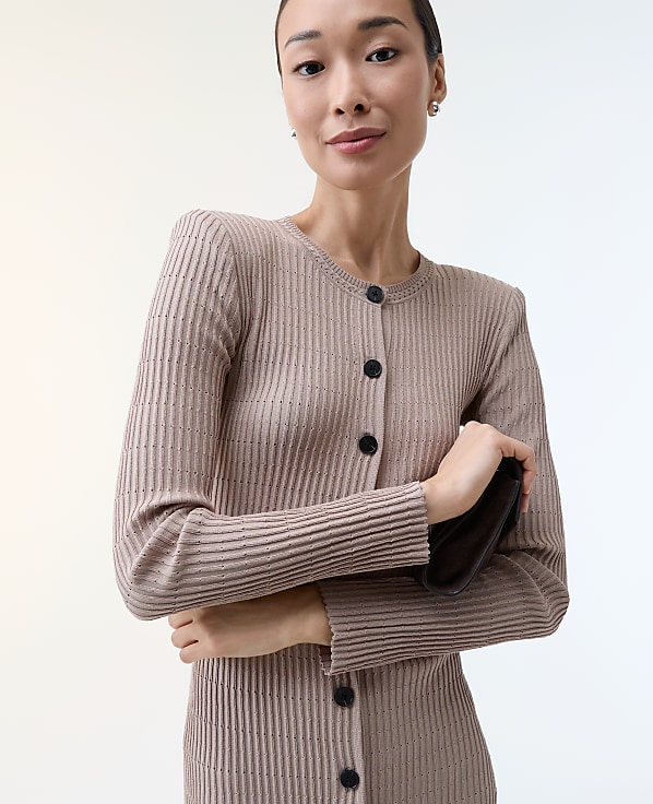 Ribbed Button Sweater Dress
