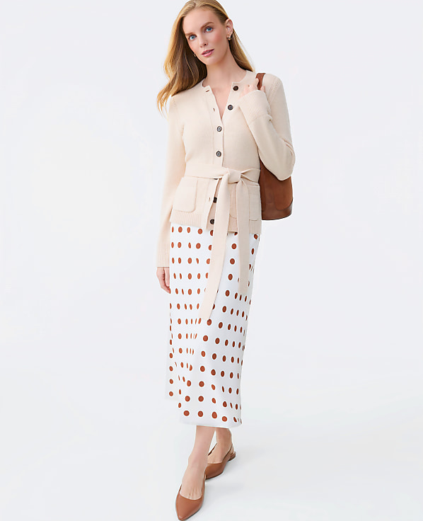 Petite Dotted Satin Bias Slip Skirt
