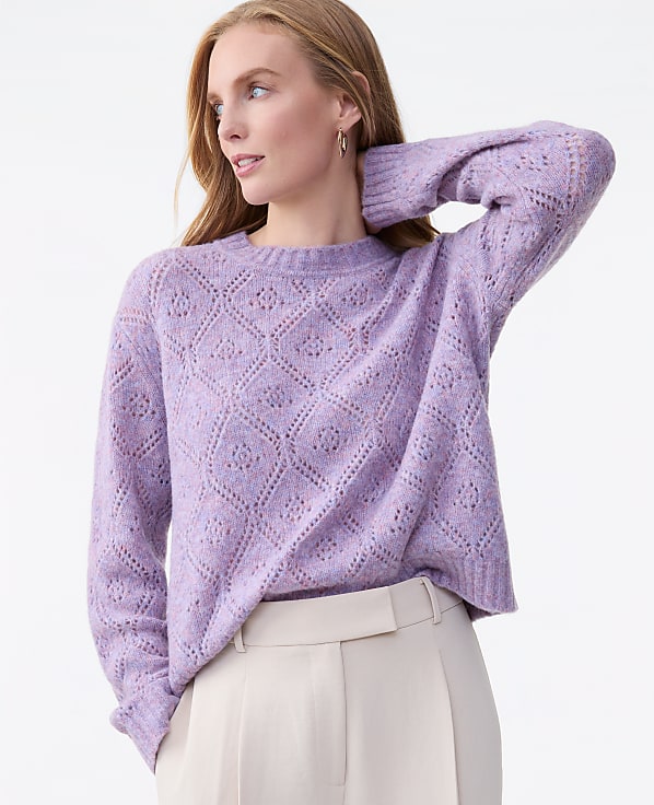 Petite Pointelle Crew Neck Sweater
