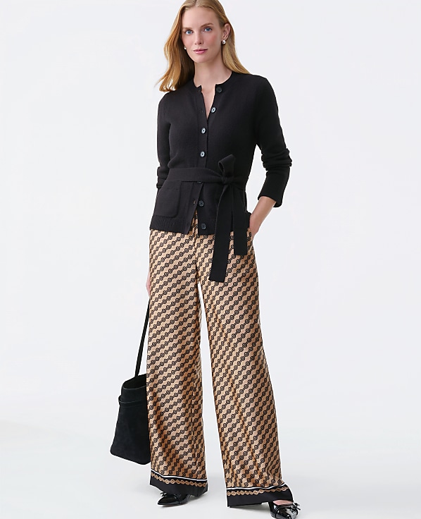 The Petite Easy Wide-Leg Pant in Geo Satin