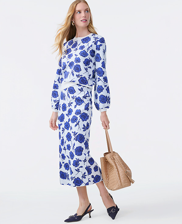 Petite Floral Sweater Pencil Skirt