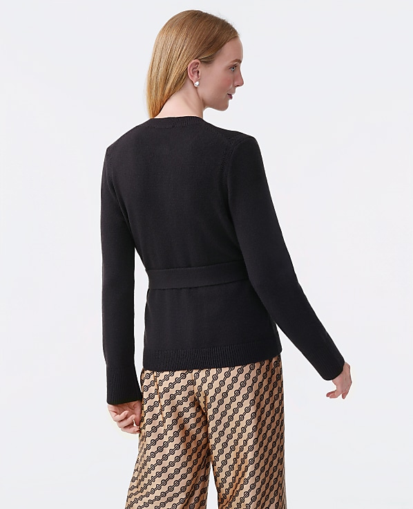 Belted Crew Neck Cardigan