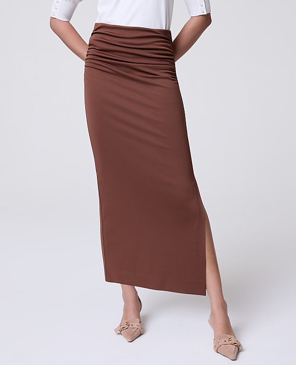 Petite Ruched Knit Column Skirt