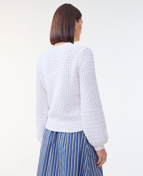 Petite Honeycomb Cable Crew Neck Sweater