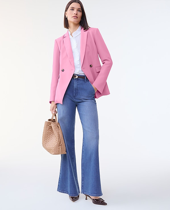The Petite Cutaway Blazer in Fluid Crepe