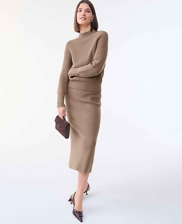 Petite Ribbed Sweater Skirt