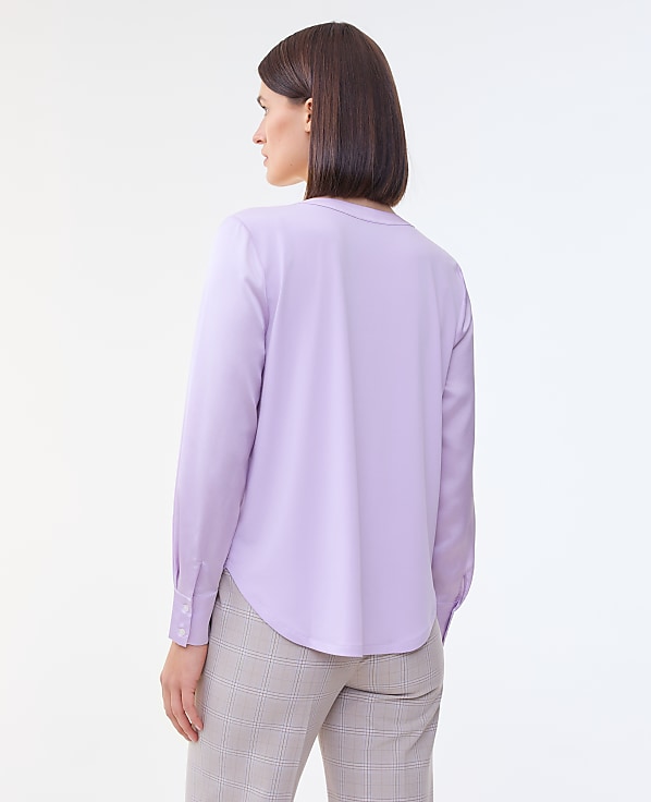 Petite Mixed Media Pleat Front Top