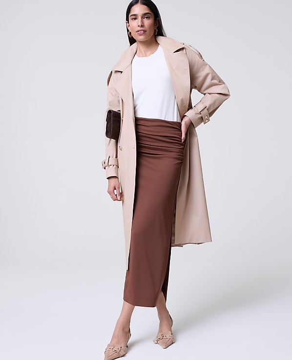 Petite Ruched Knit Column Skirt