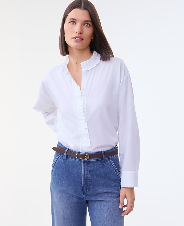 Ruffle Button Down Shirt
