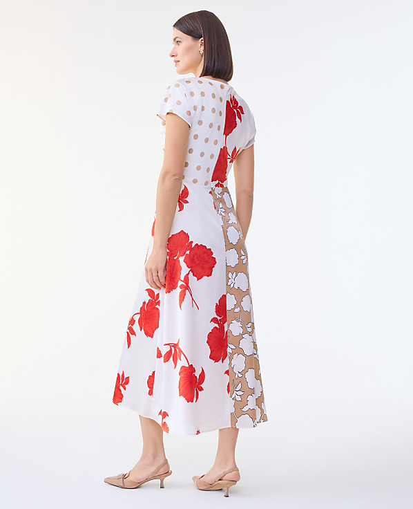 Floral Collage Twisted Midi Dress