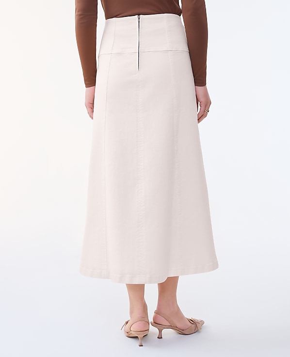 Horsebit Denim Midi Skirt