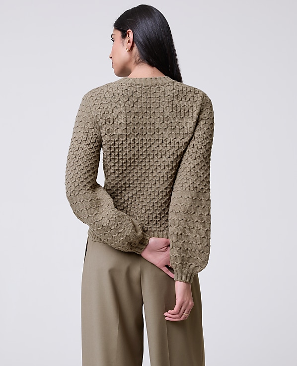 Honeycomb Cable Crew Neck Sweater