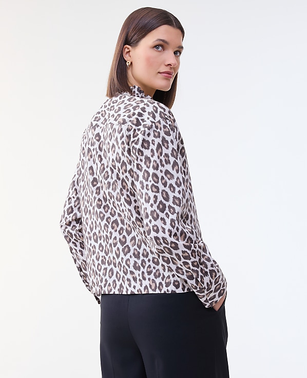Animal Print Ruffle Shirt
