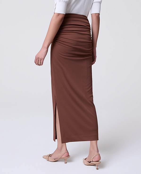 Ruched Knit Column Skirt