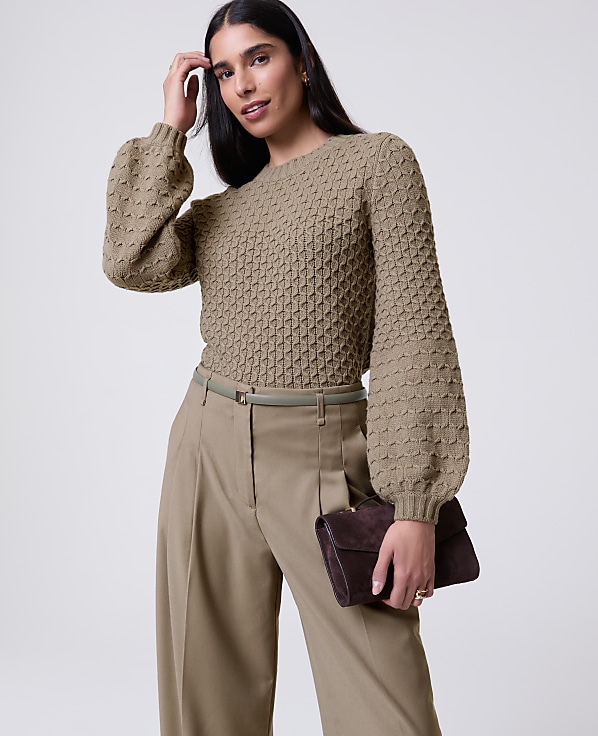 Honeycomb Cable Crew Neck Sweater