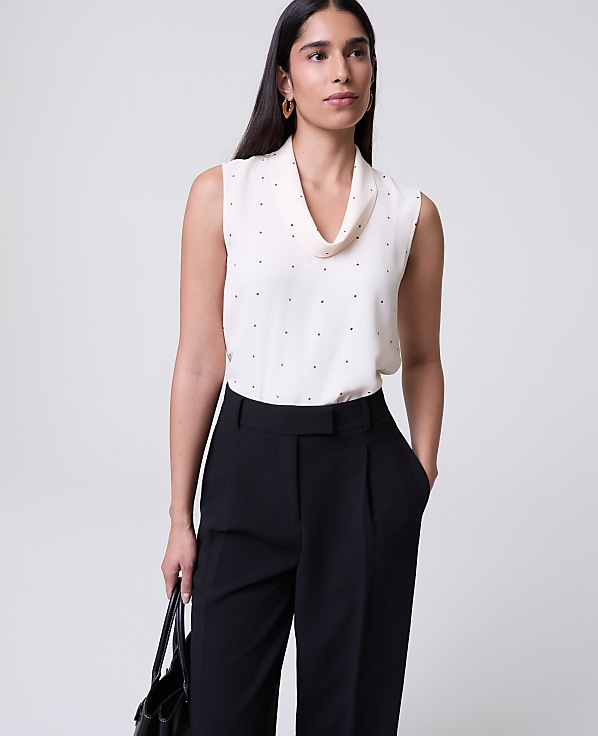 Dotted Cowl Neck Top