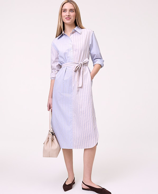 Petite Weekend Striped Midi Shirtdress