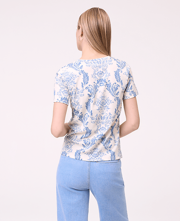 Petite Weekend  Toile Crew Neck Tee