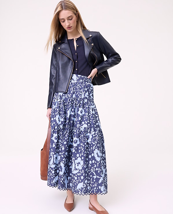 Petite Weekend Floral Tiered Skirt