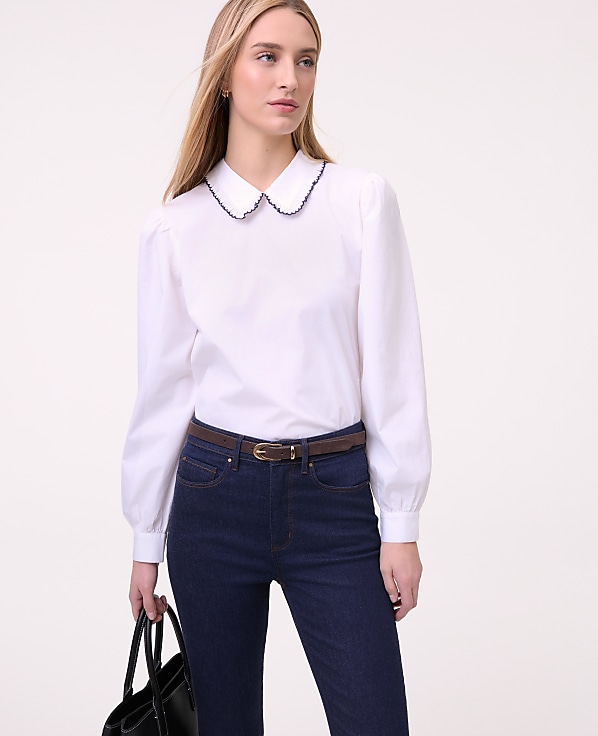Weekend Scalloped Trim Blouse