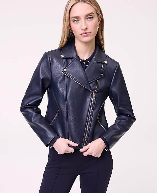 Weekend Fitted Moto Jacket in Faux Leather
