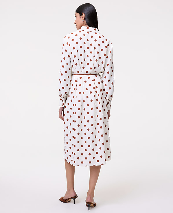 Petite Dotted Satin Midi Shirtdress