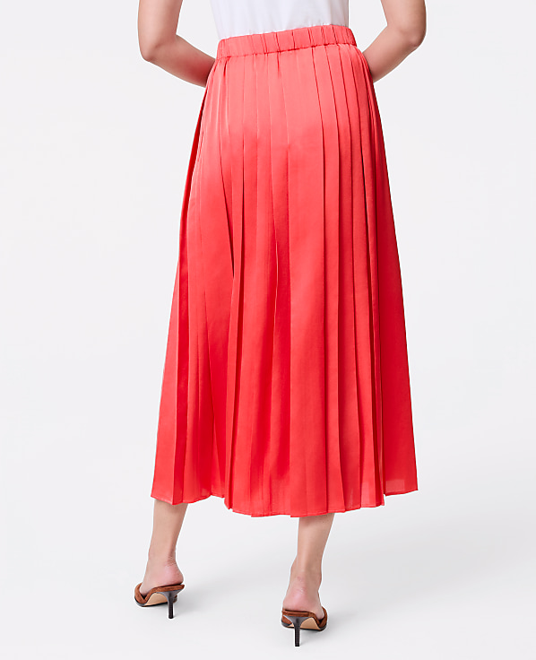 Petite Satin Pleated Midi Skirt