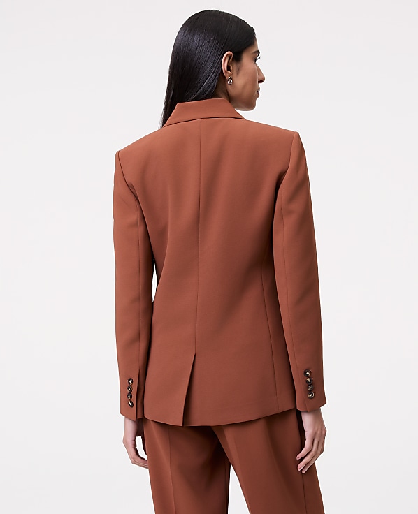The Petite Double Breasted Blazer in Textured Crepe