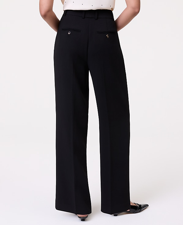 The Petite Pleated Straight Pant in Textured Crepe