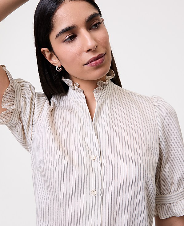 Striped Ruffle Collar Shirt