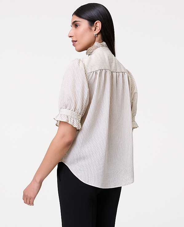 Striped Ruffle Collar Shirt