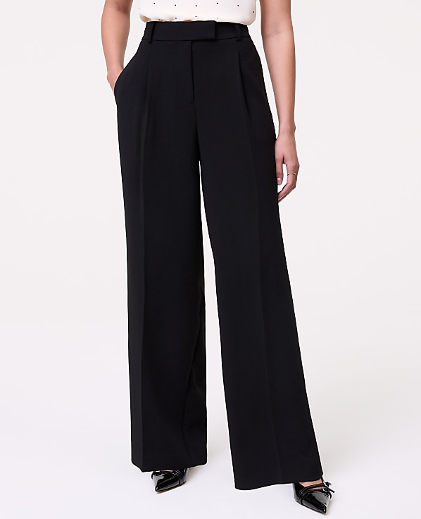 The Pleated Straight Pant in Textured Crepe