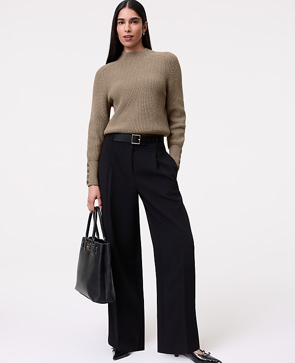 The Pleated Straight Pant in Textured Crepe