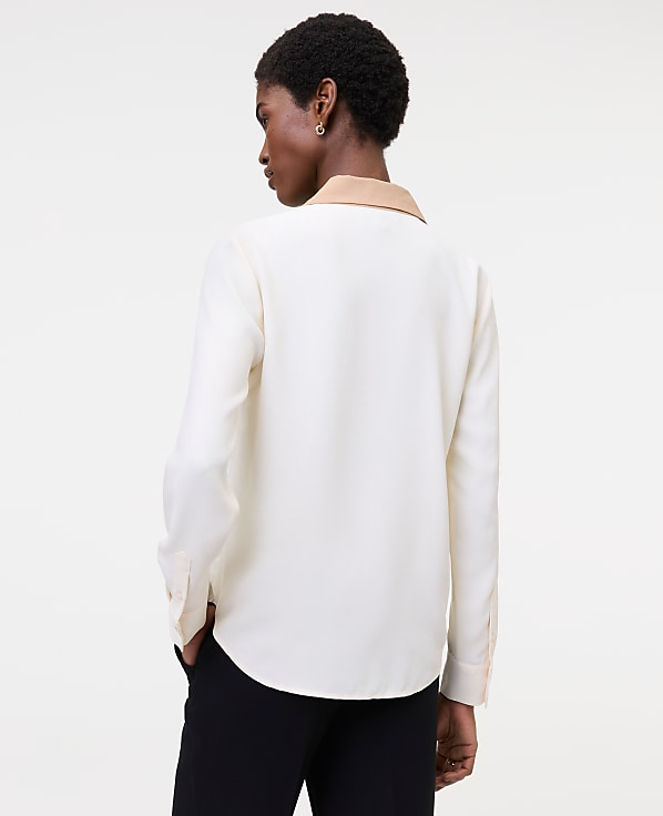 Contrast Trim Satin Modern Shirt